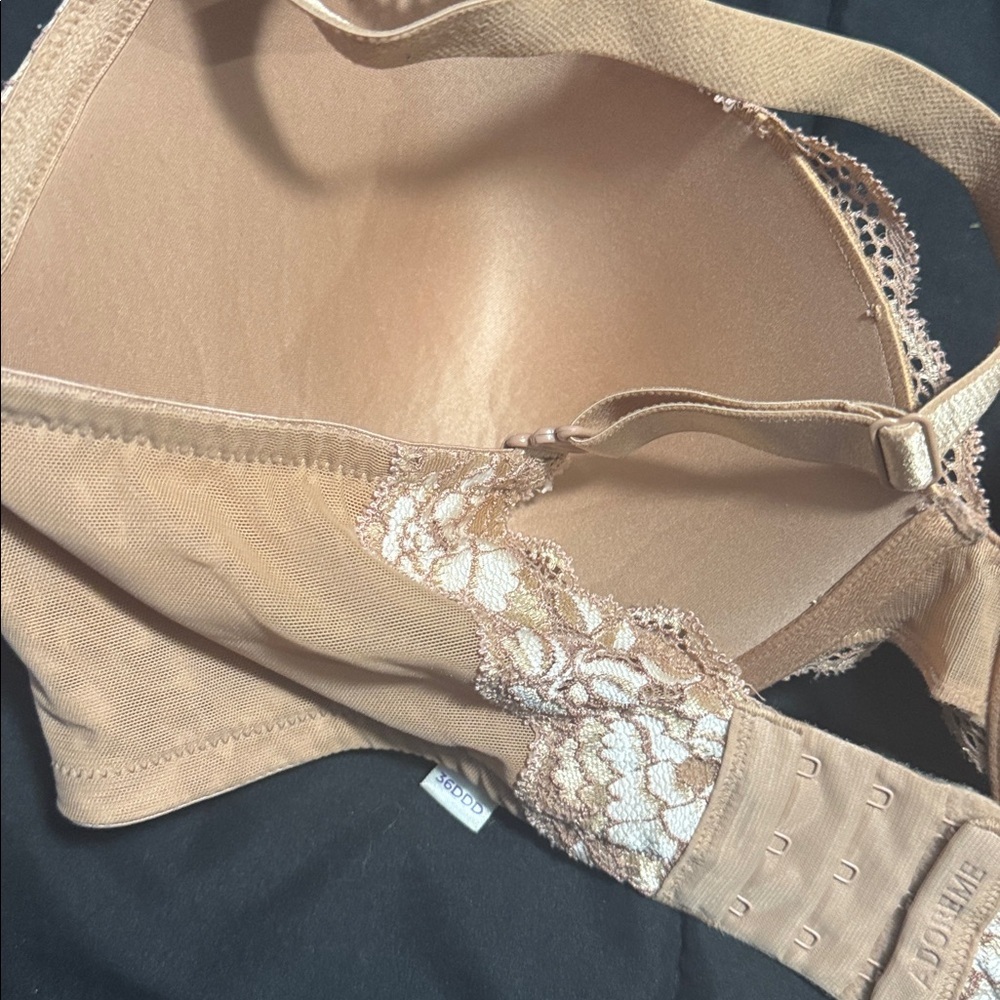 Adore Me Tan and Cream Lace Bra use 36ddd Bra Full Coverage Supportive Plus Size - Picture 5 of 9